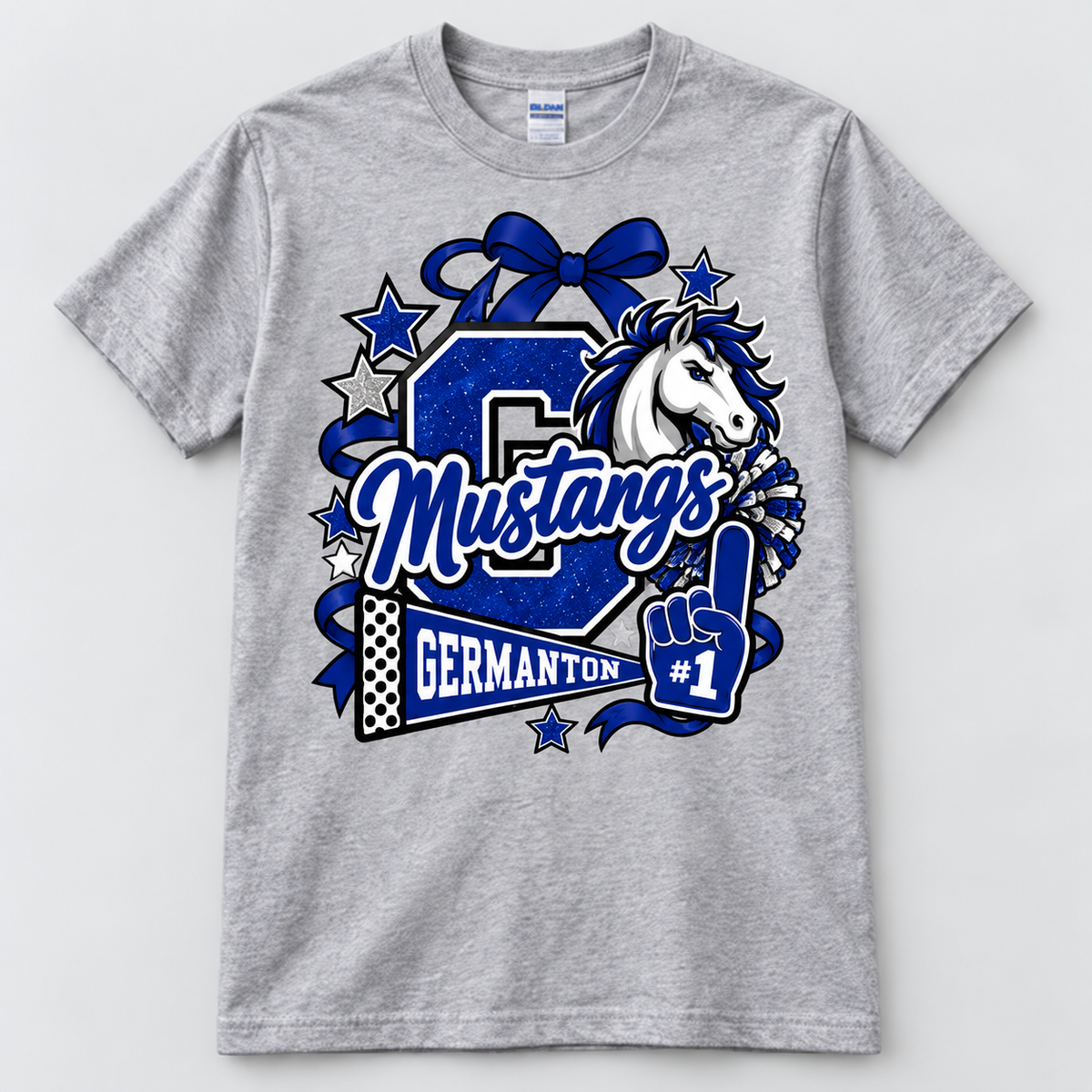 Germanton Mustangs — Mascot Bow & Stars