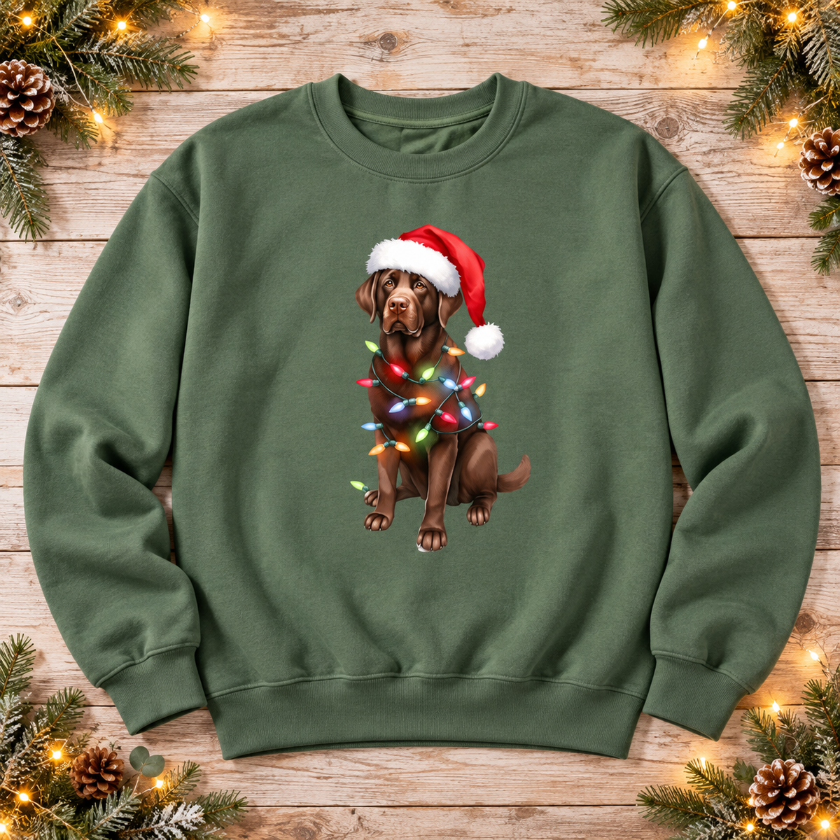 Chocolate Lab — Christmas Lights