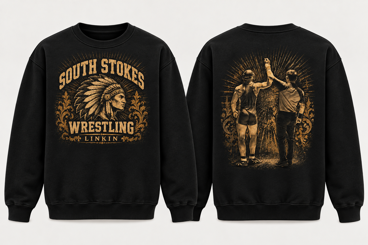 Personalized South Stokes Wrestling — Vintage Front & Back