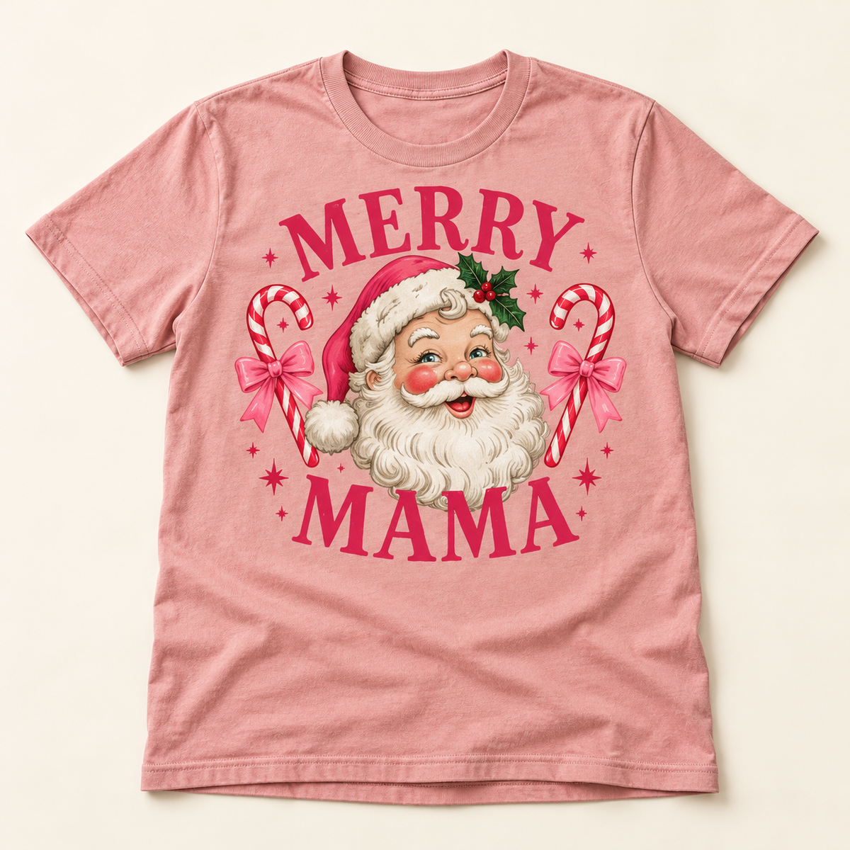 Merry Mama – Dusty Pink full tee mockup