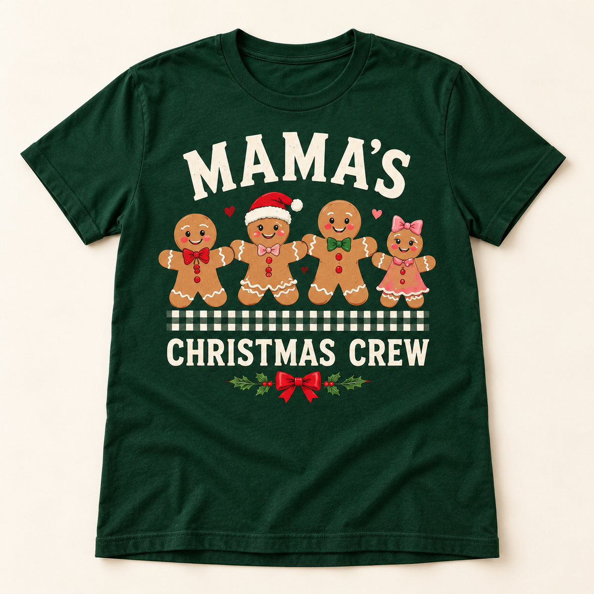Mama’s Christmas Crew – Forest Green full tee mockup