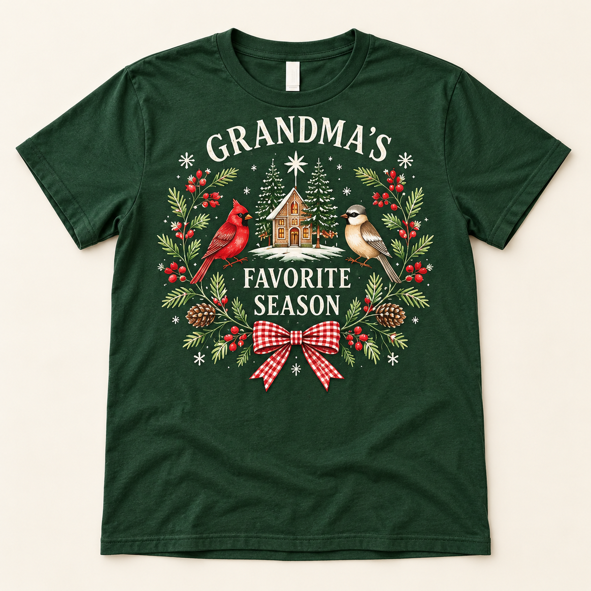 Grandma’s Favorite Season – Forest Green full tee mockup