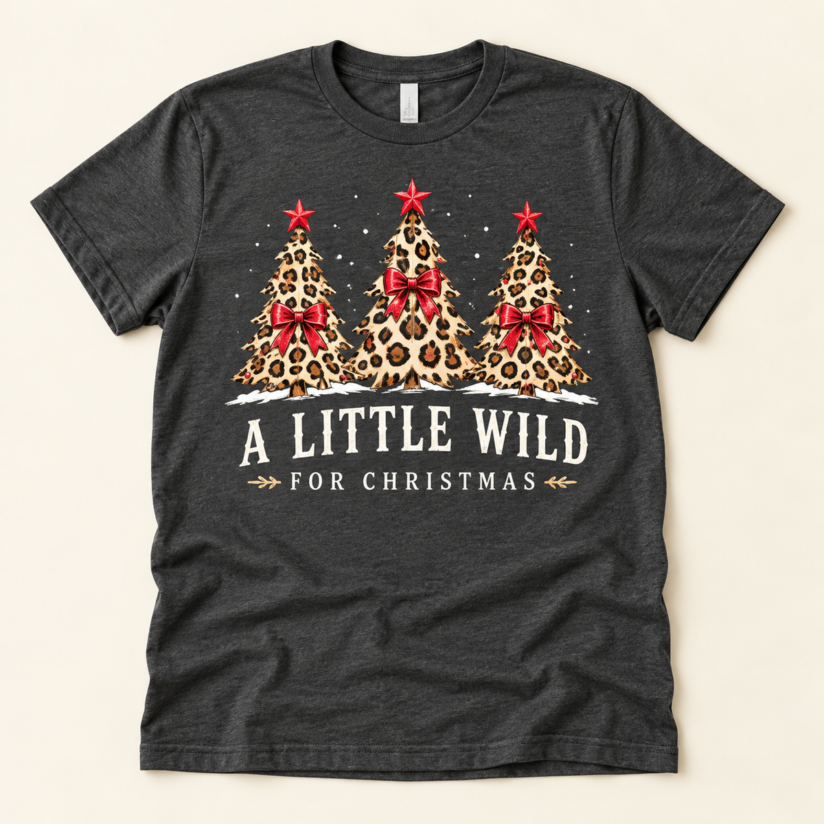A Little Wild for Christmas – Charcoal full tee mockup