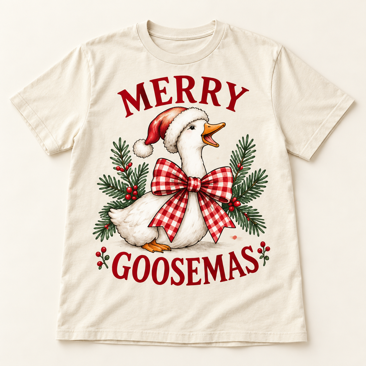 Merry Goosemas – Ivory full tee mockup