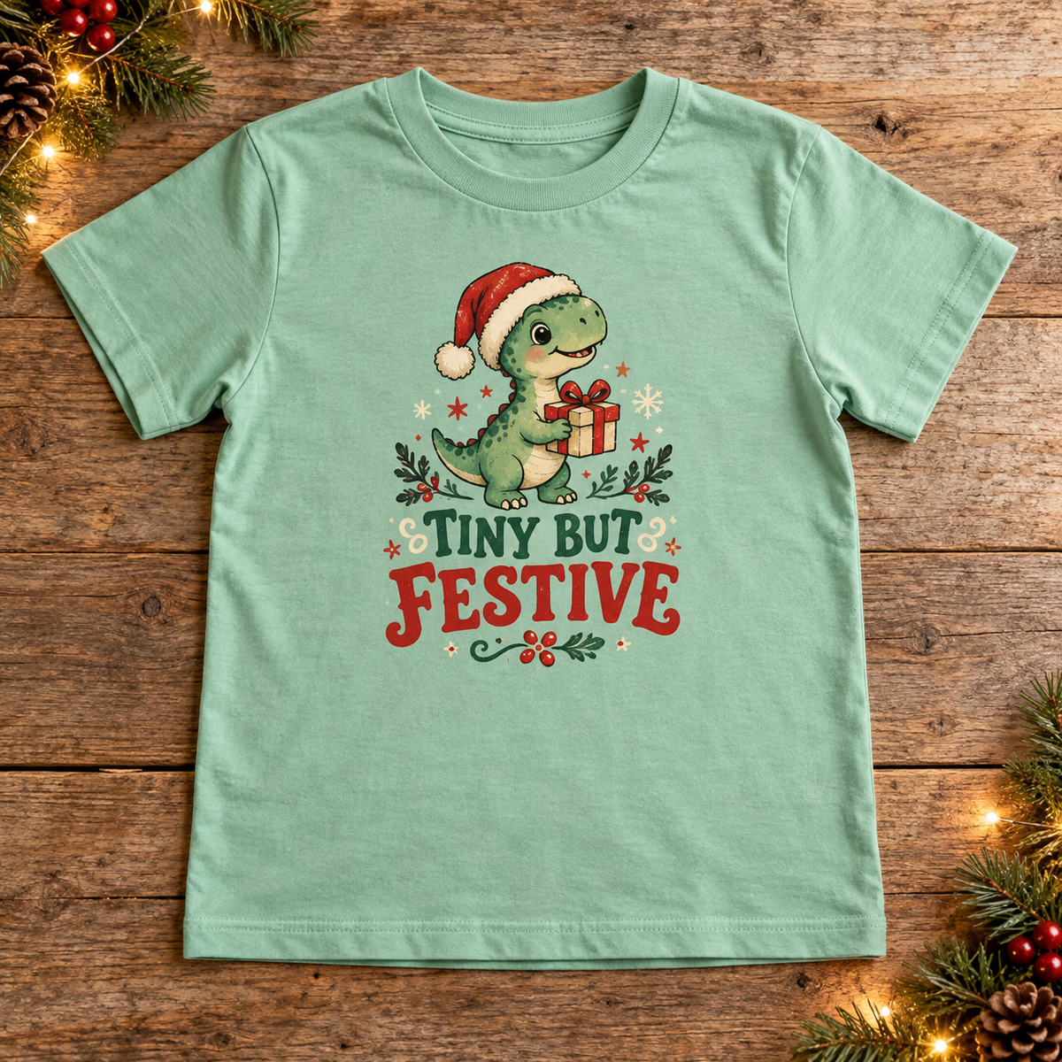 Tiny but Festive — Christmas Dinosaur