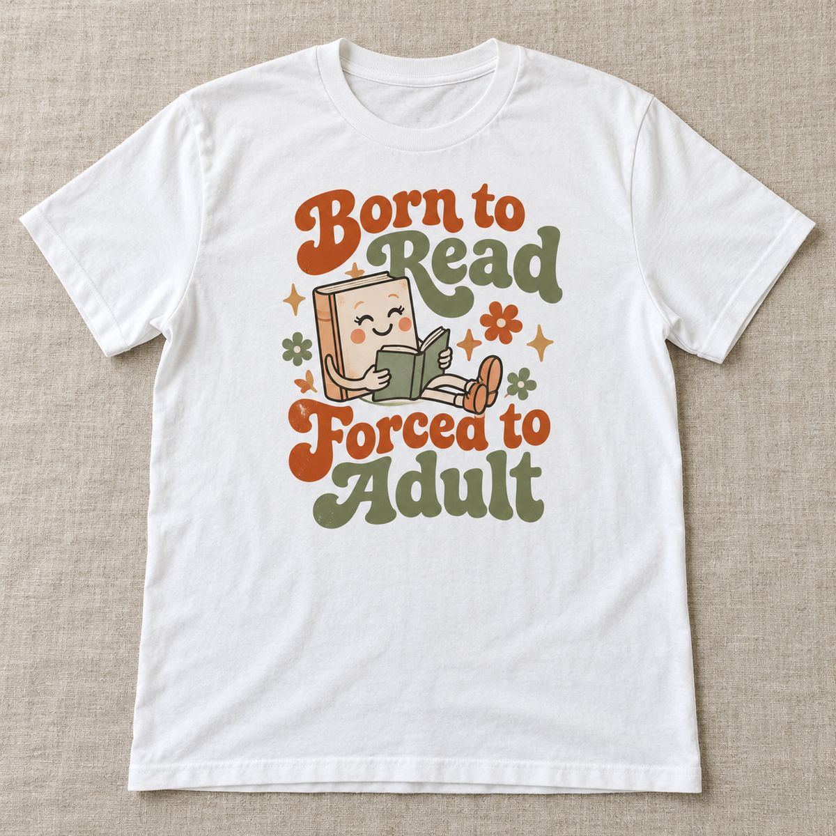 Born to Read Forced to Adult tee shown in White
