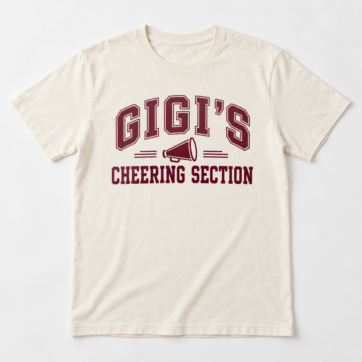 Gigi Game Day tee mockup in Ivory