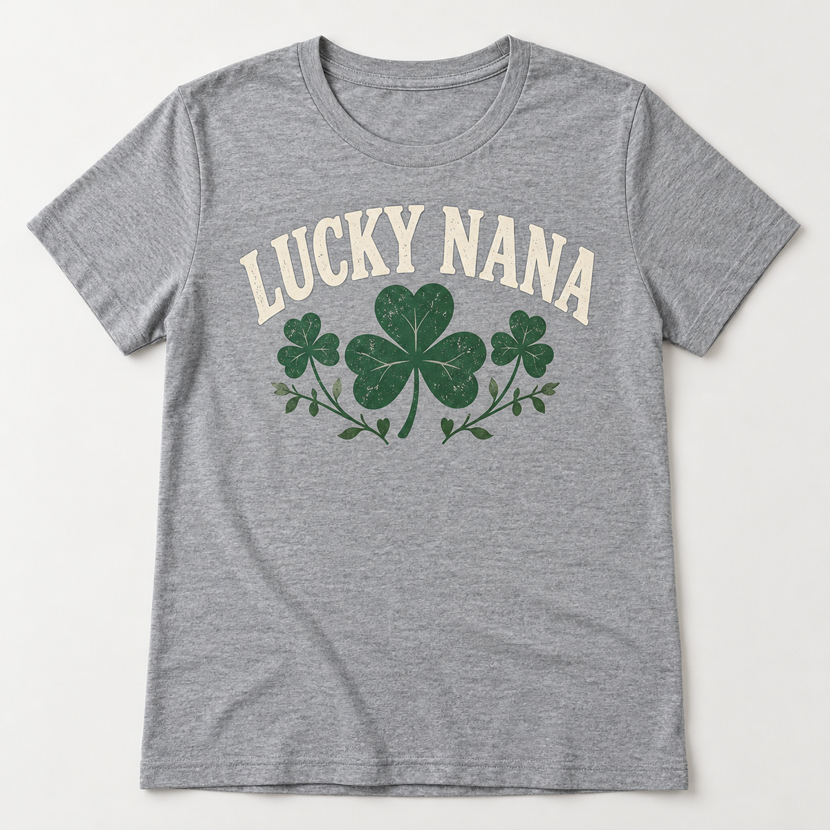 Nana Lucky Nana tee mockup in Heather Gray