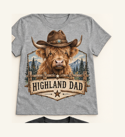 Highland Dad Highland cow tee mockup