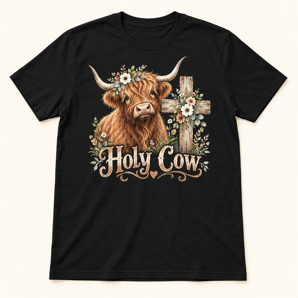 Holy Cow Highland cow tee mockup