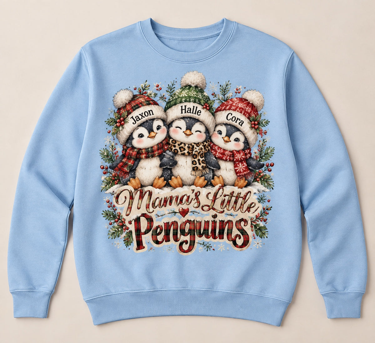 Mama's Little Penguins — Personalized Christmas Crewneck