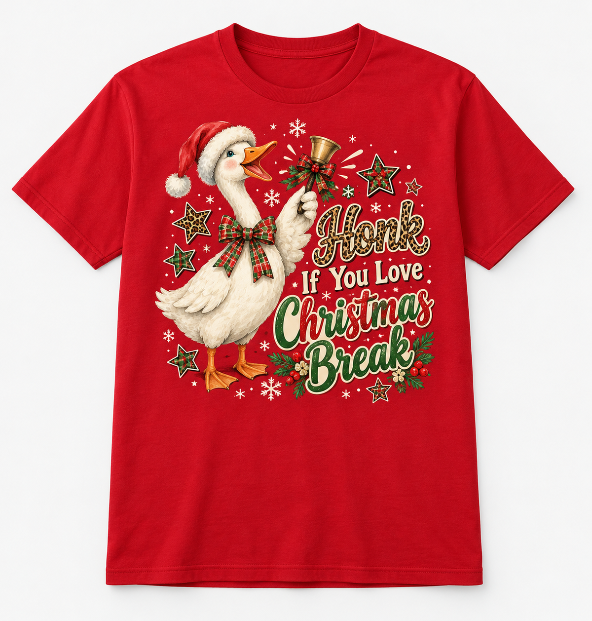 Honk If You Love Christmas Break — Goose Teacher Christmas Tee mockup