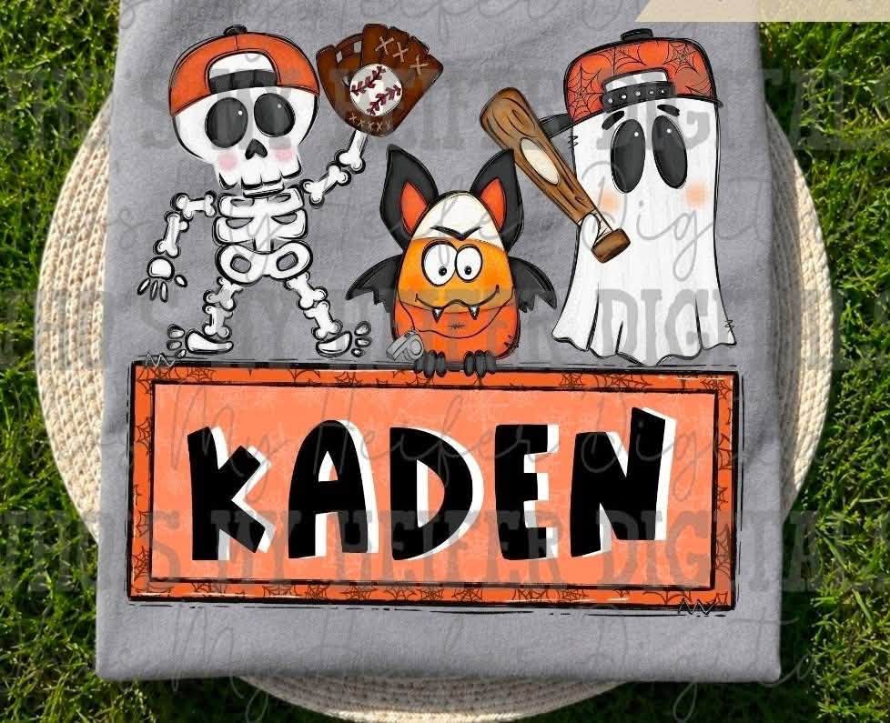 Personalized Kids Halloween — Baseball Trio