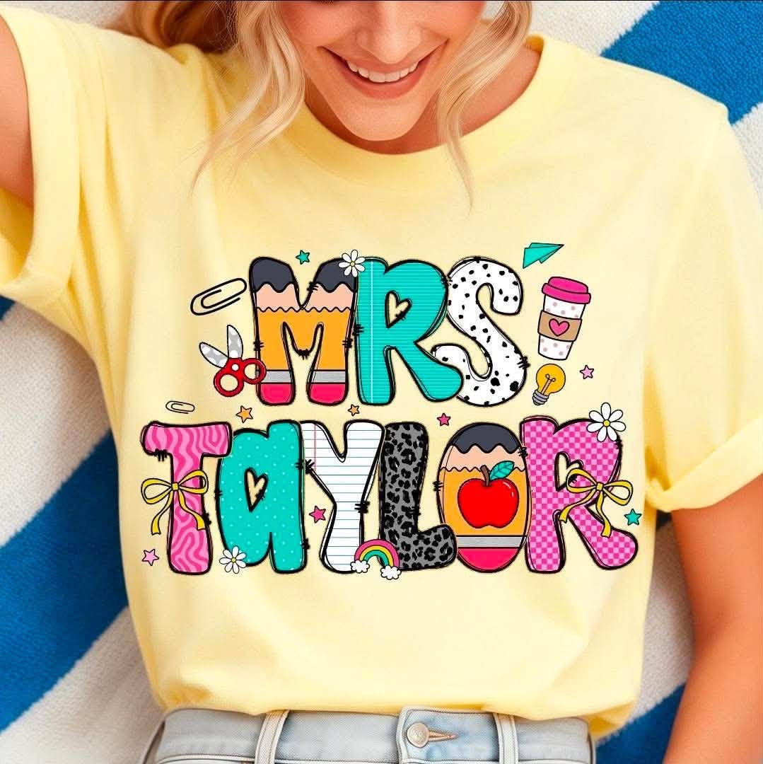 Personalized Teacher — Bright Patchwork Name