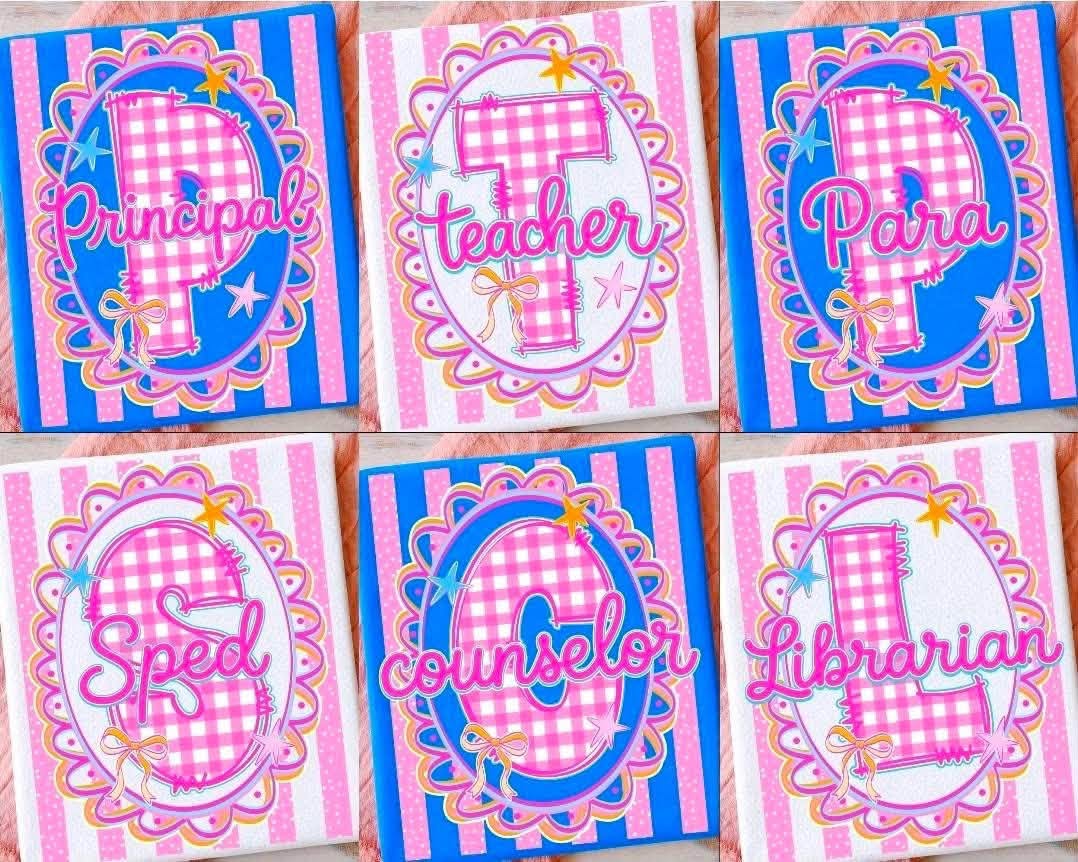Custom School Role — Pink Gingham Initial