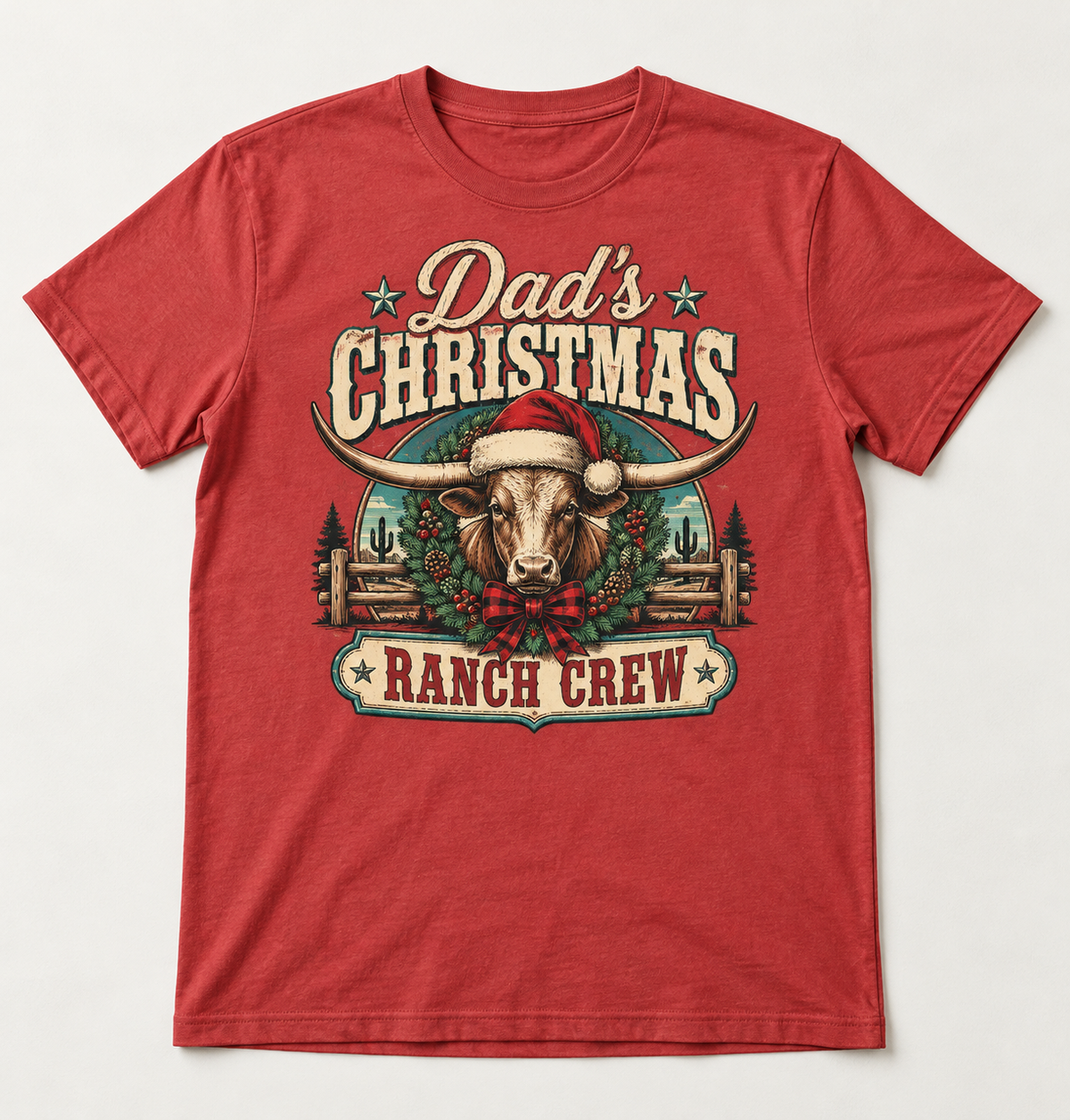 Dad's Christmas Ranch Crew Western Christmas tee mockup