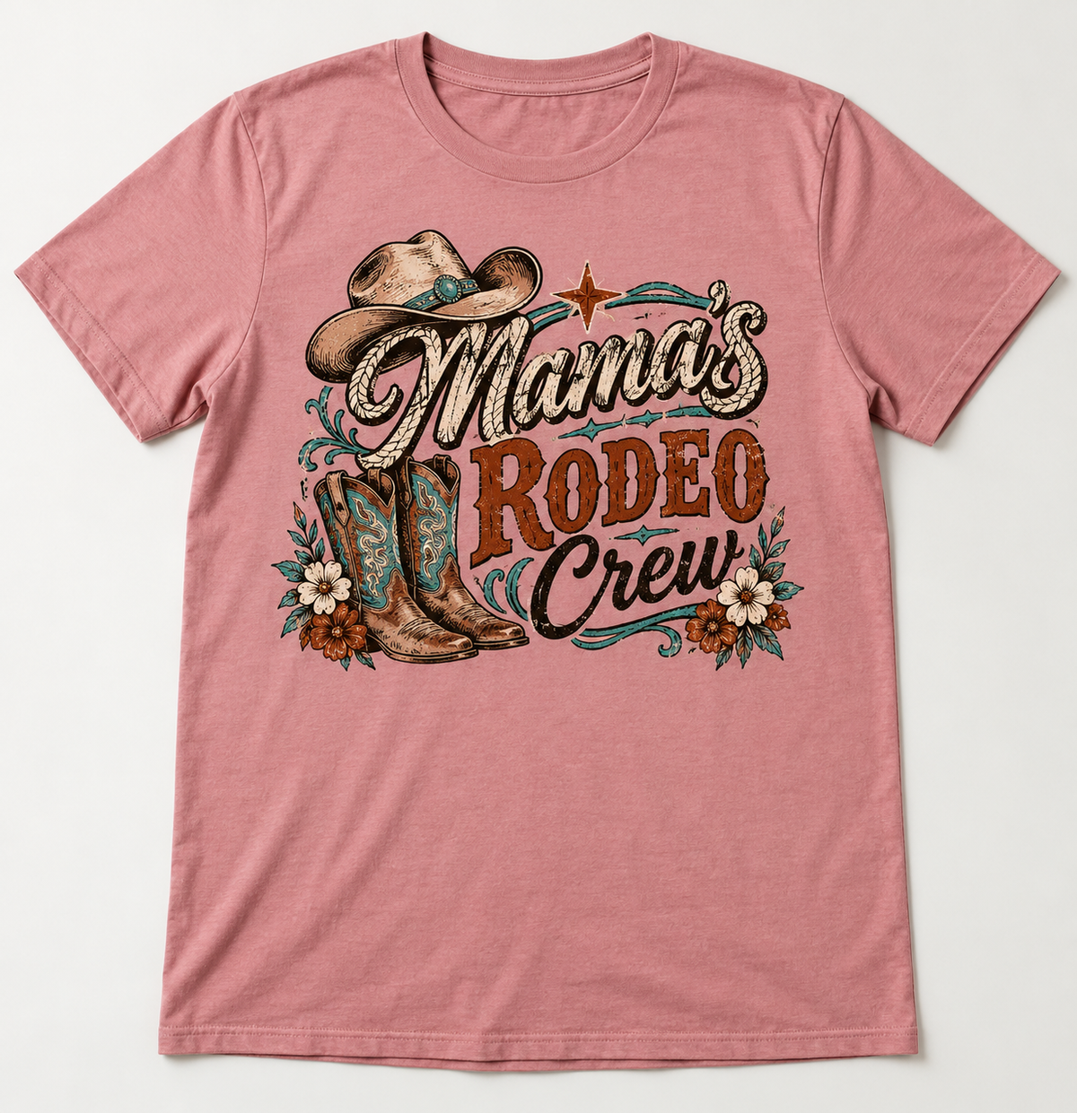 Mama's Rodeo Crew western tee mockup