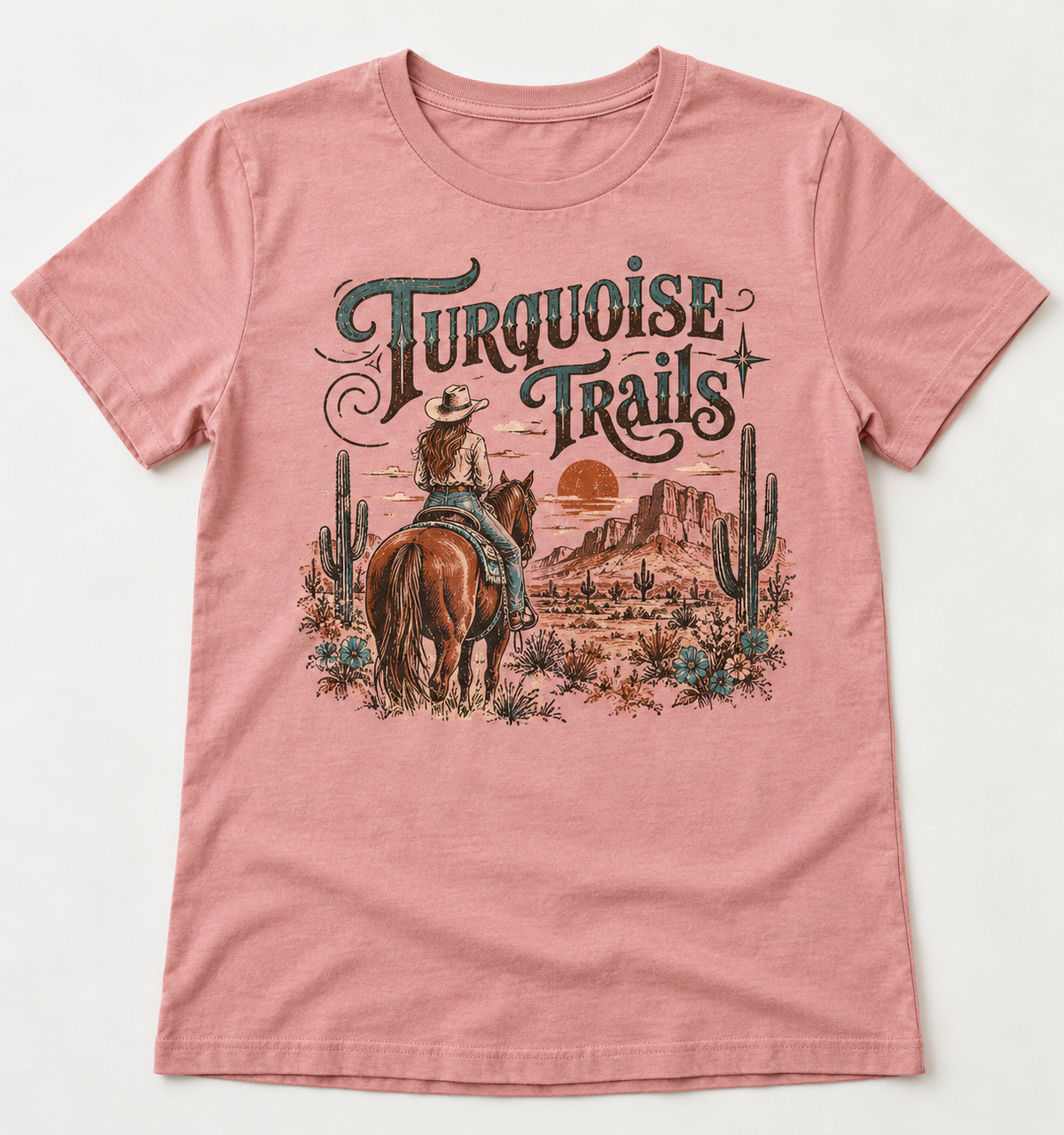 Turquoise Trails western tee mockup