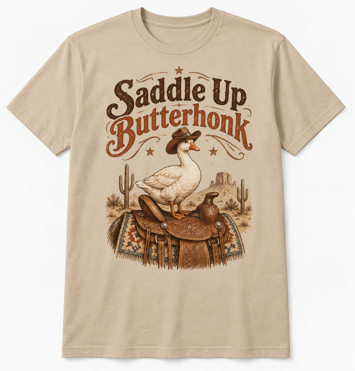 Saddle Up Butterhonk tee mockup