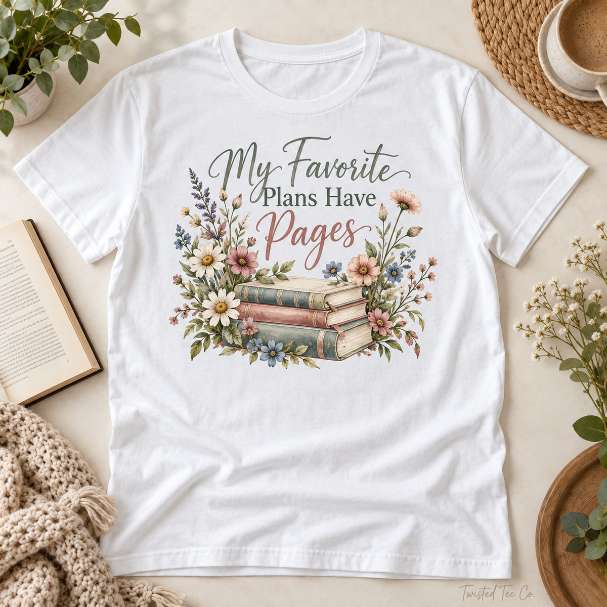 My Favorite Plans Have Pages tee mockup