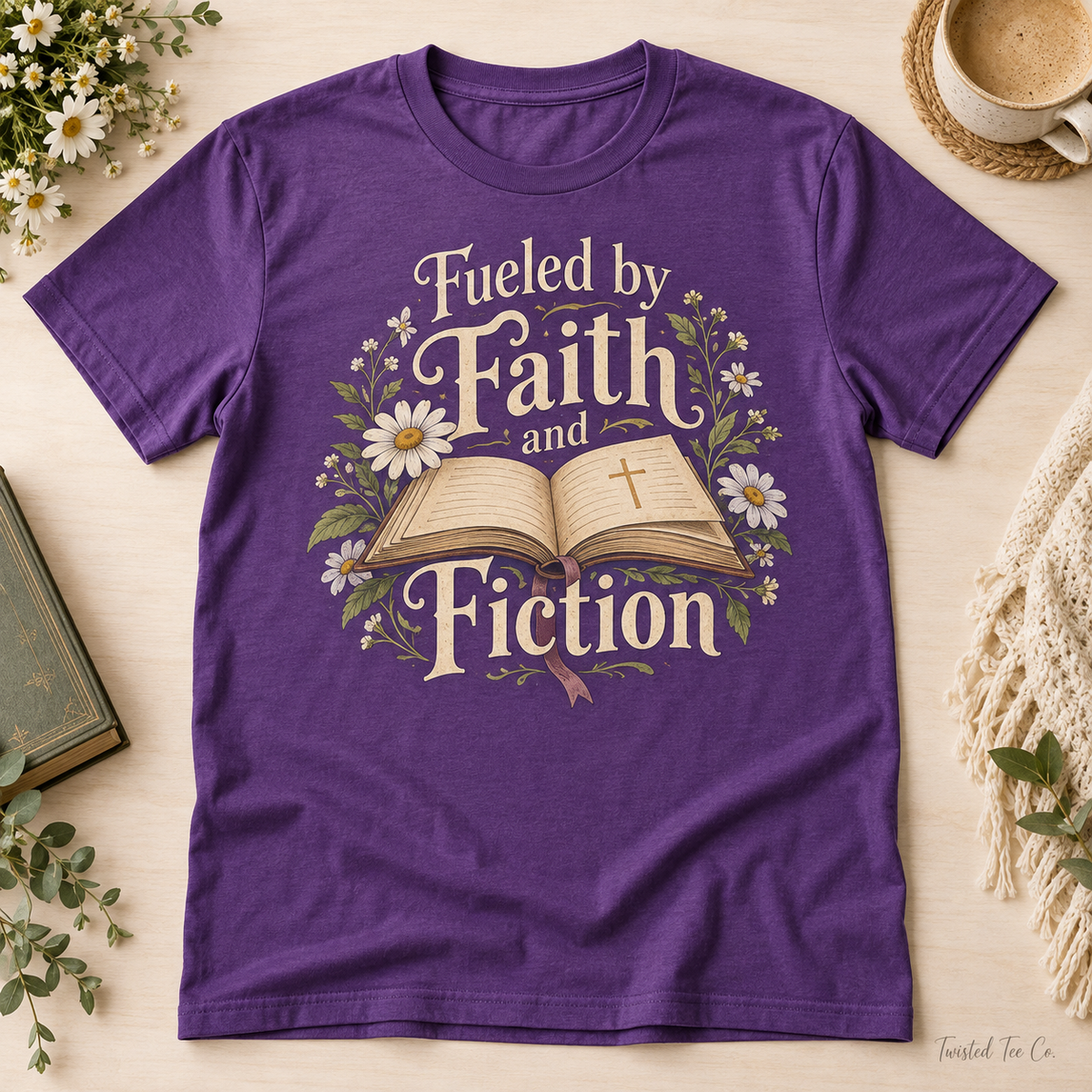 Fueled by Faith and Fiction tee mockup