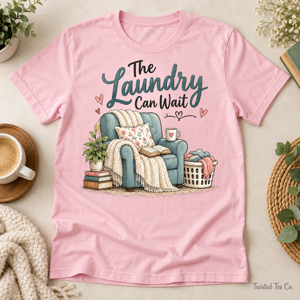 The Laundry Can Wait tee mockup
