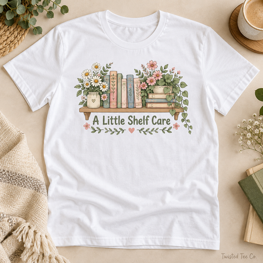 A Little Shelf Care tee mockup