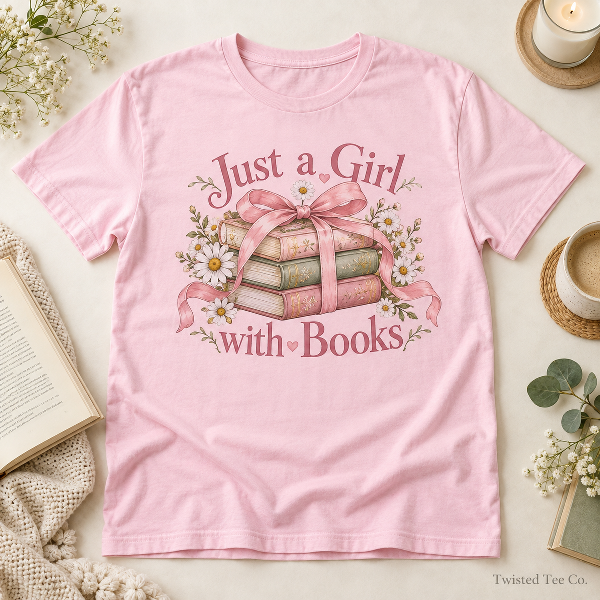 Just a Girl with Books tee mockup