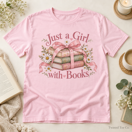 Just a Girl with Books tee mockup