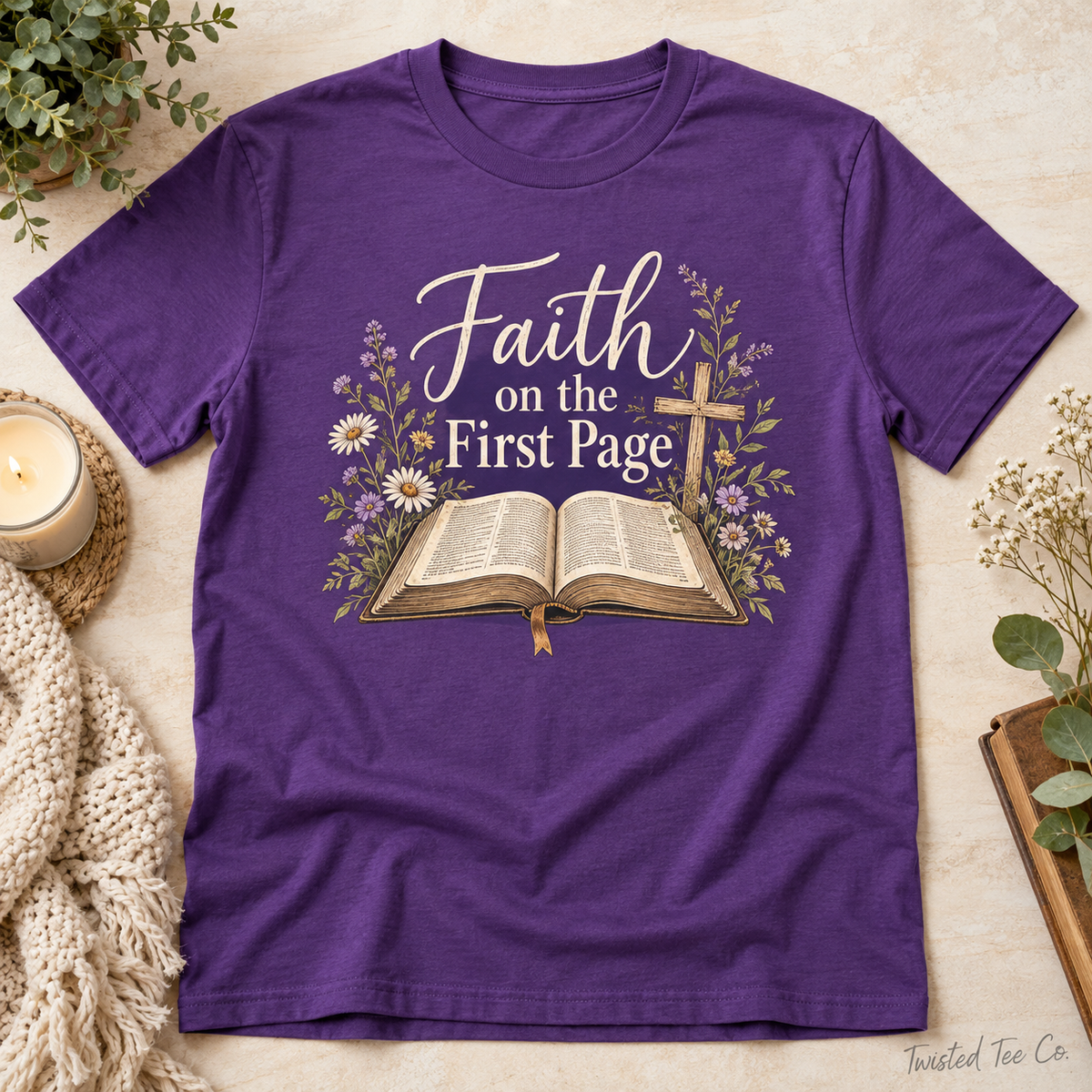 Faith on the First Page tee mockup
