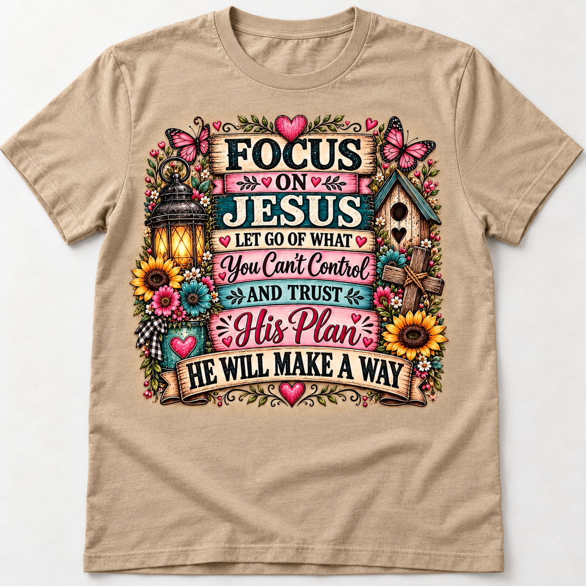 Focus on Jesus — Floral Faith Statements