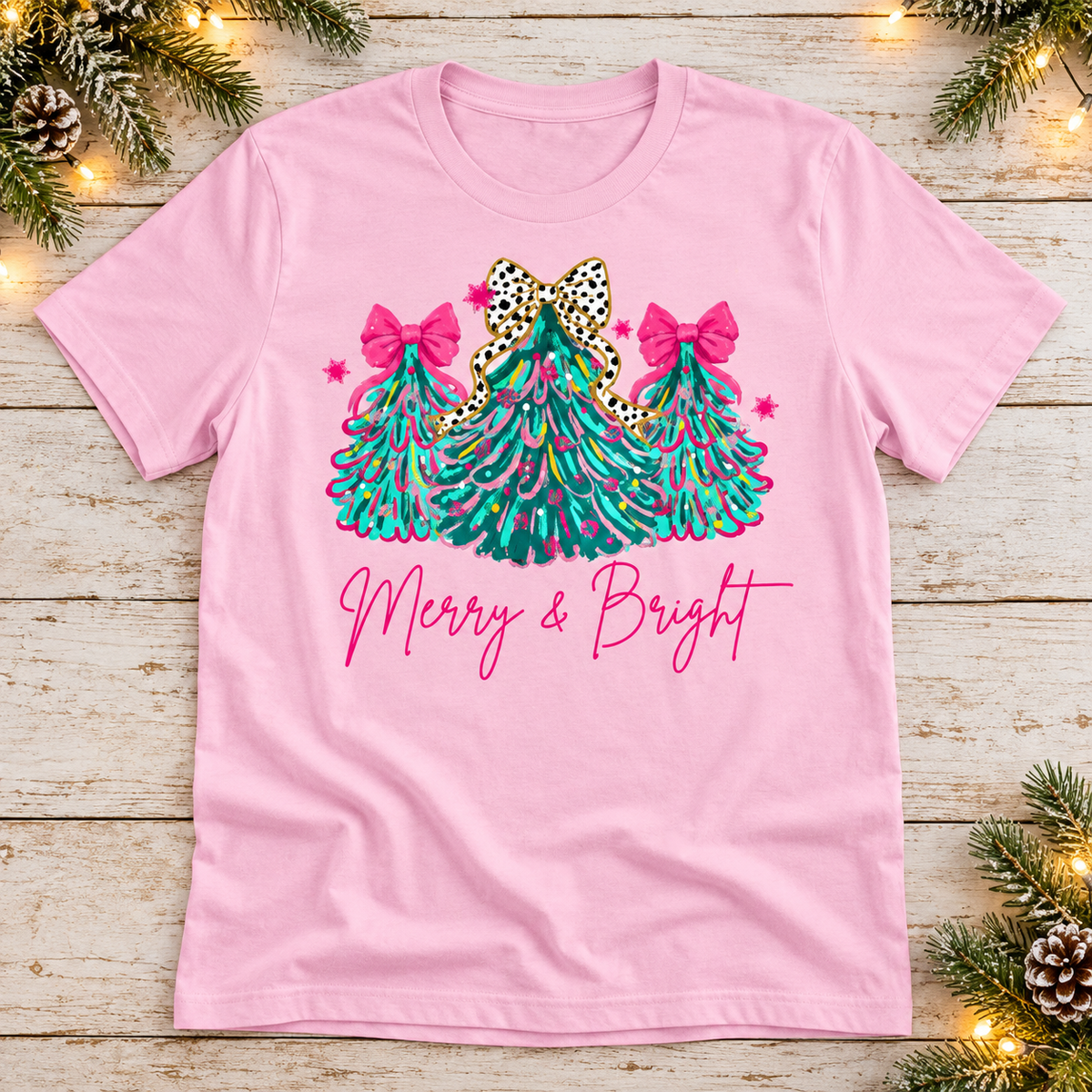 Merry & Bright — Pink Bow Trees