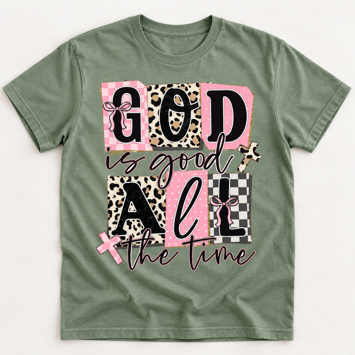 God Is Good All the Time — Pink Checkerboard