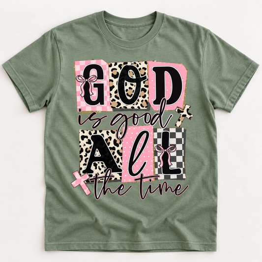 God Is Good All the Time — Pink Checkerboard
