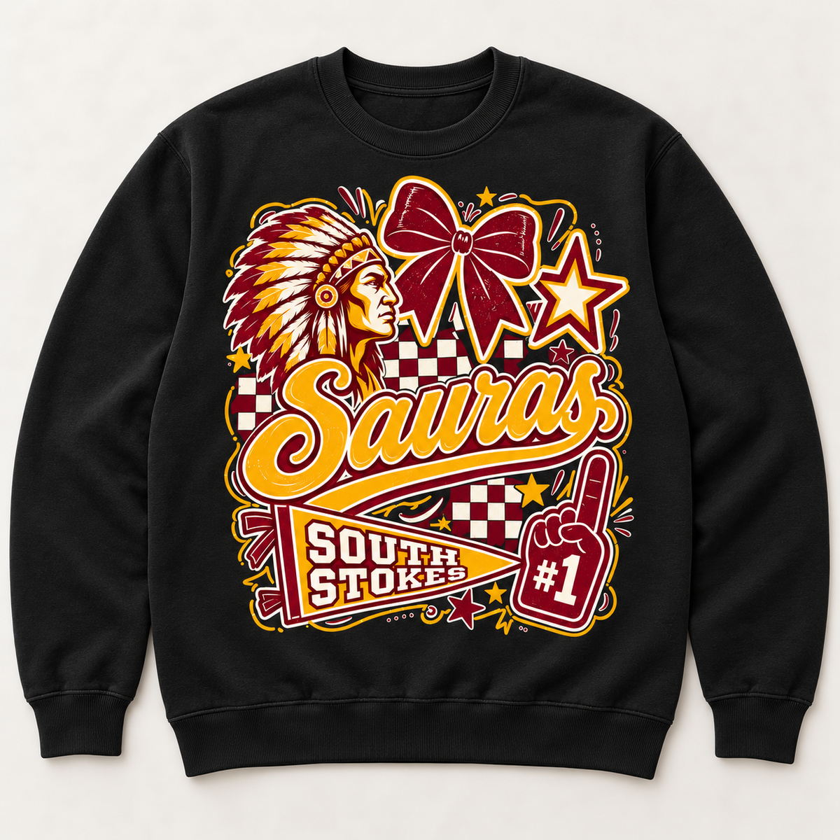 South Stokes Sauras — Mascot Bow & Stars