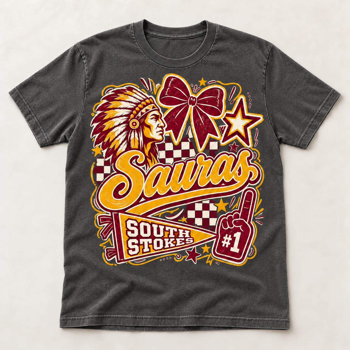 South Stokes Sauras — Mascot Bow & Stars