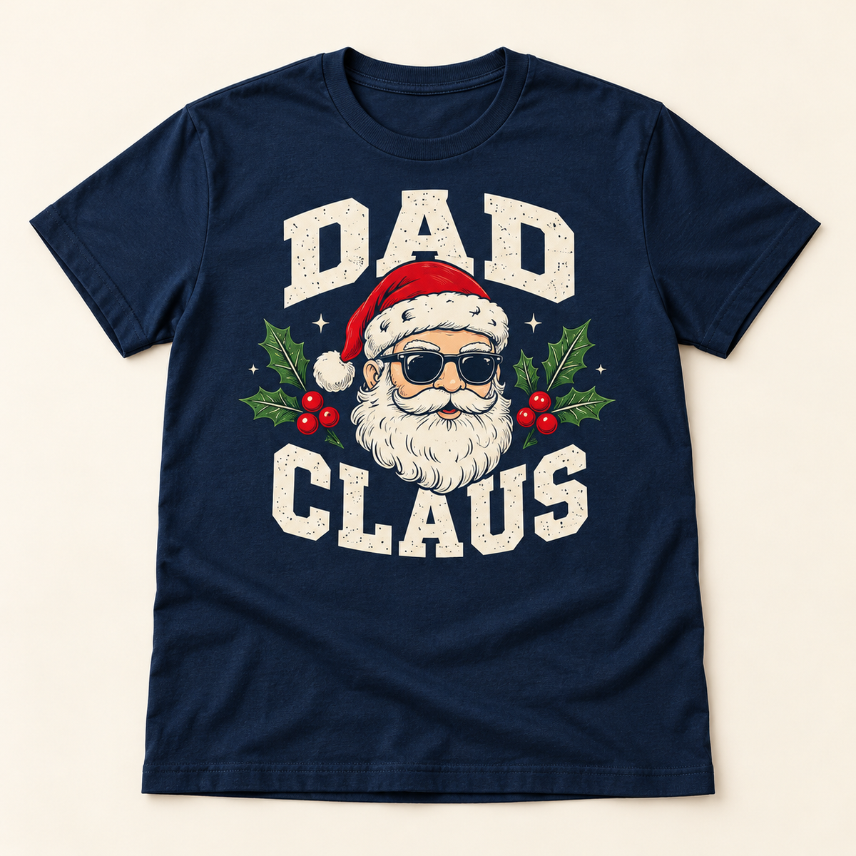 Dad Claus – Navy full tee mockup