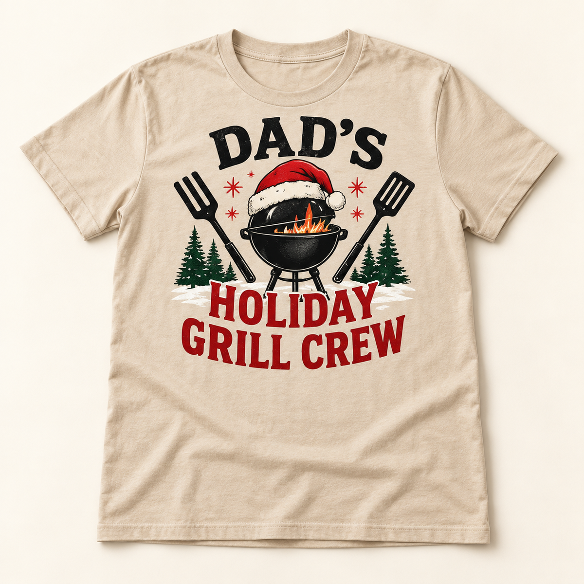 Dad’s Holiday Grill Crew – Sand full tee mockup