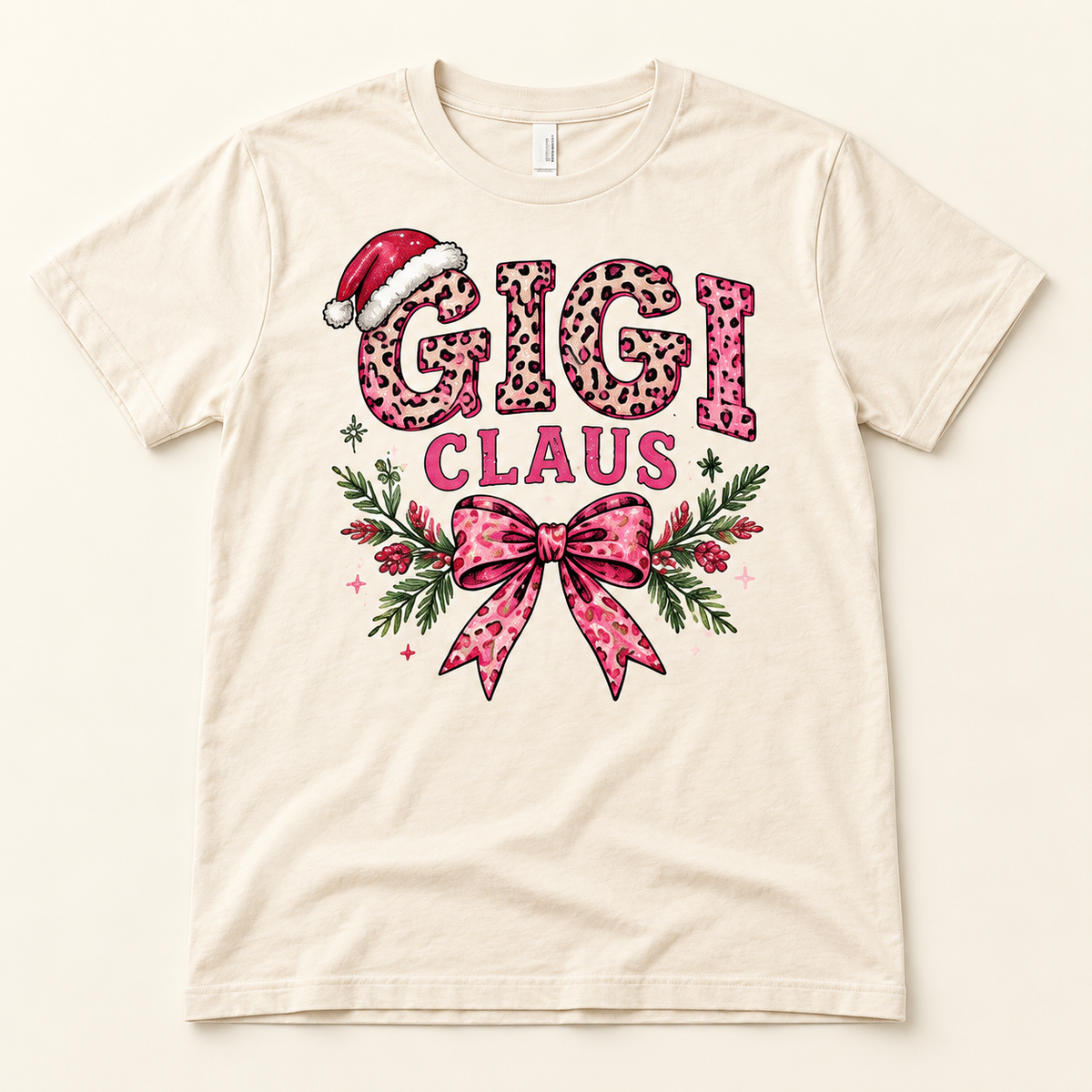 Gigi Claus – Ivory full tee mockup