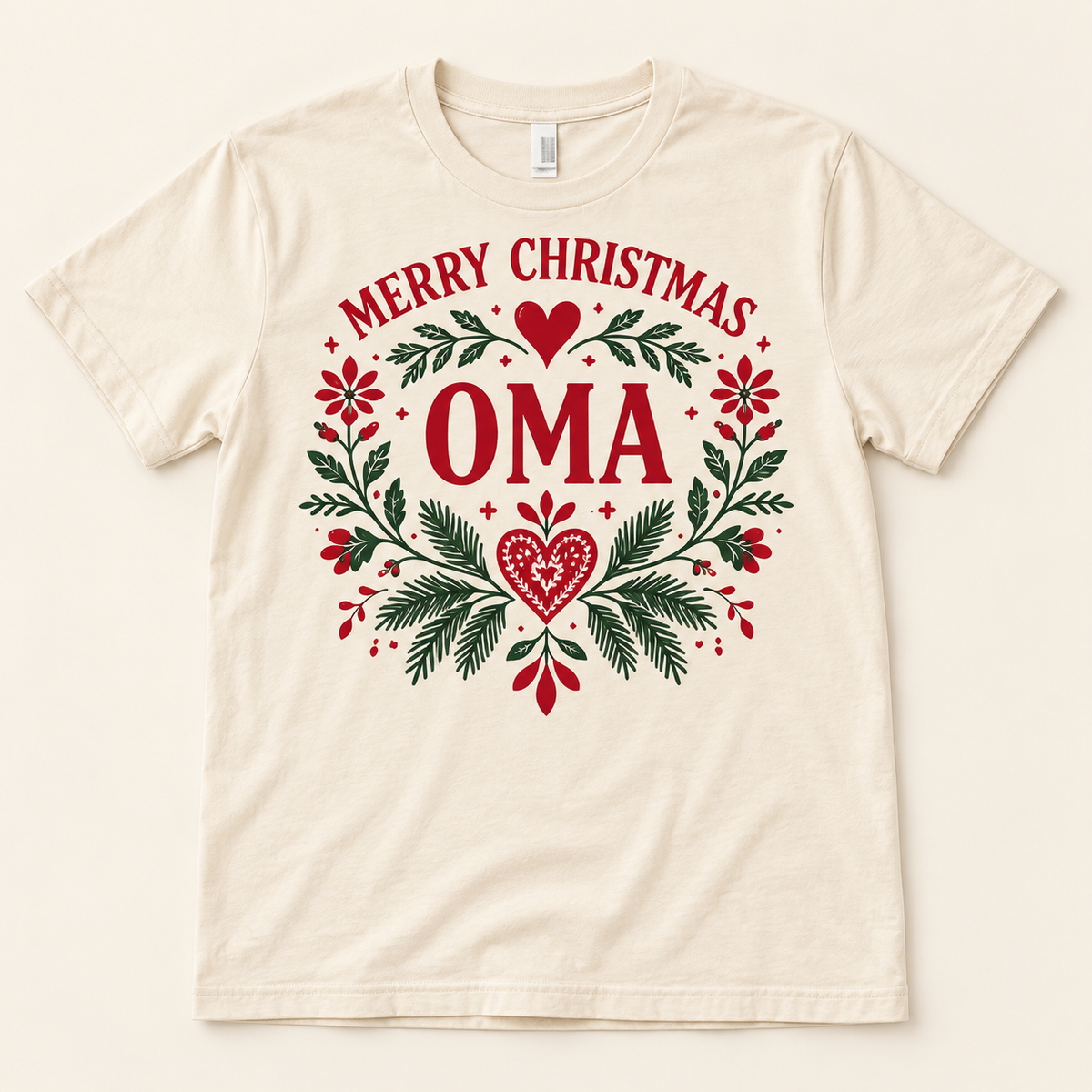 Merry Christmas Oma – Ivory full tee mockup