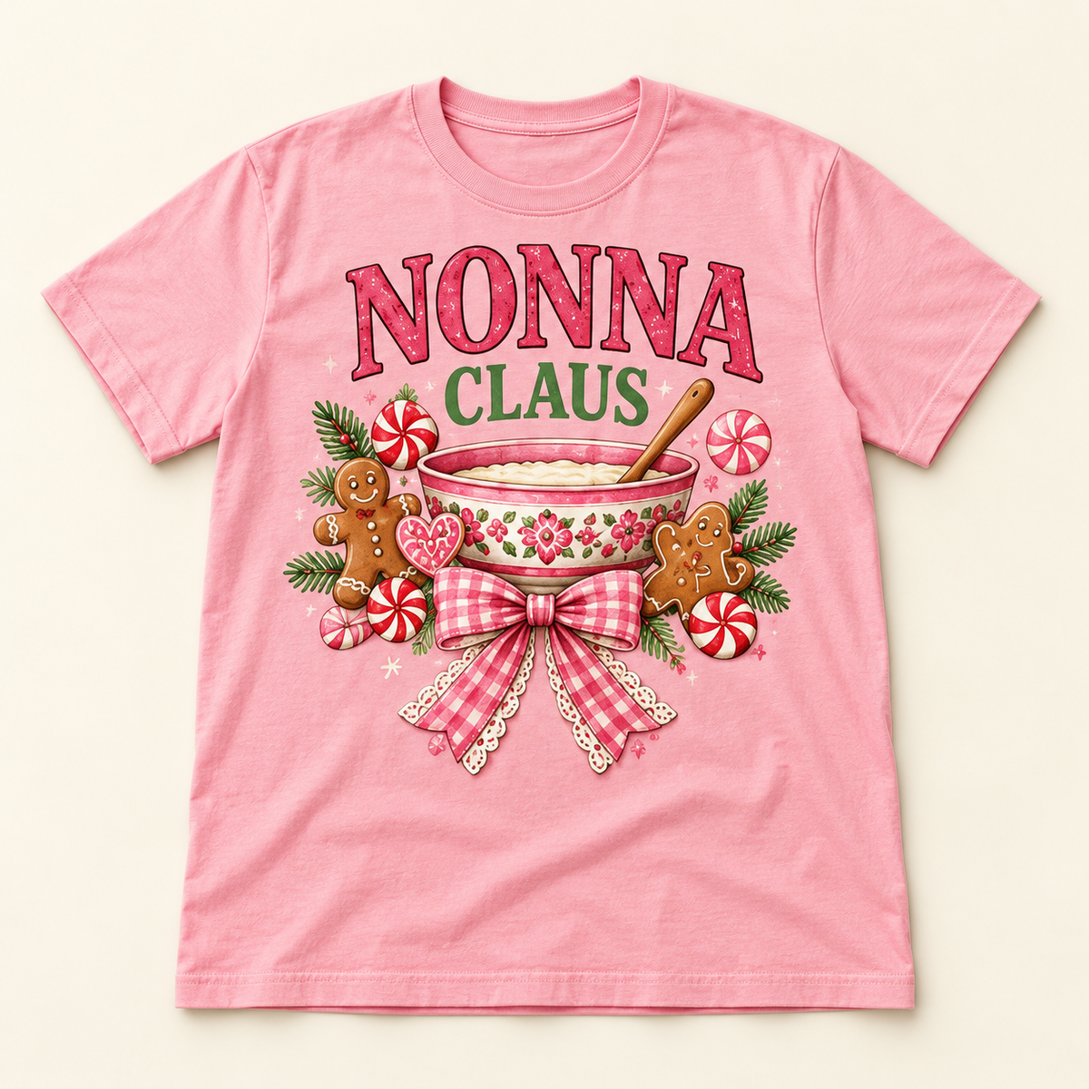 Nonna Claus – Pink full tee mockup