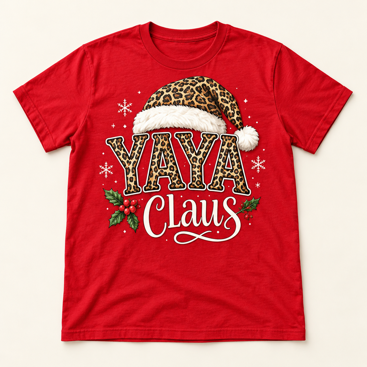 Yaya Claus – Red full tee mockup