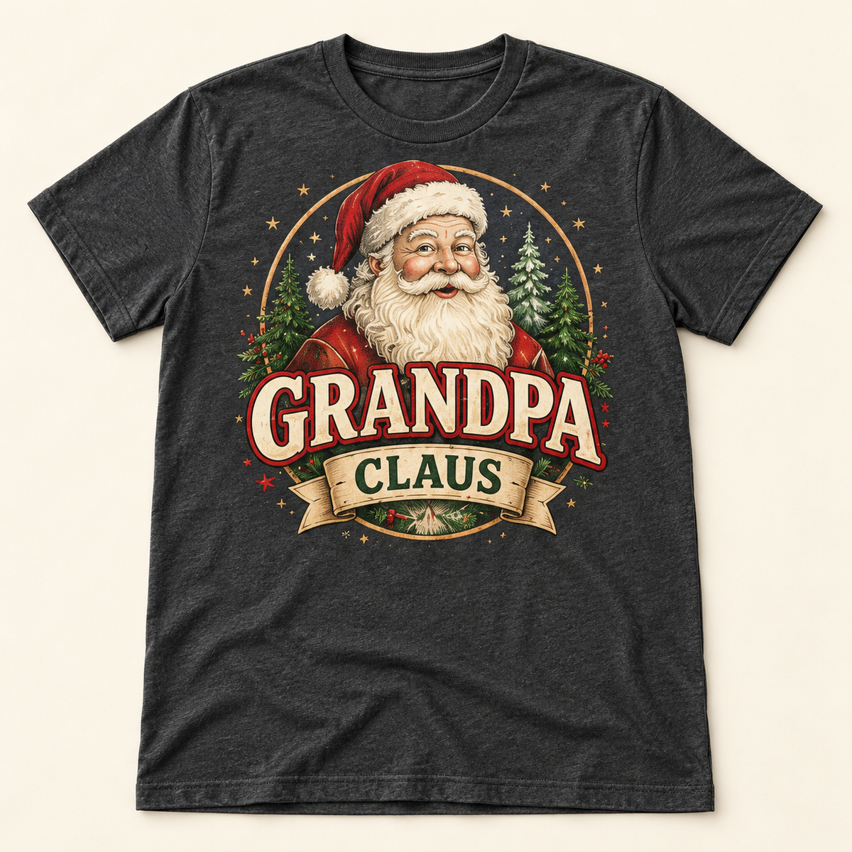 Grandpa Claus – Charcoal full tee mockup