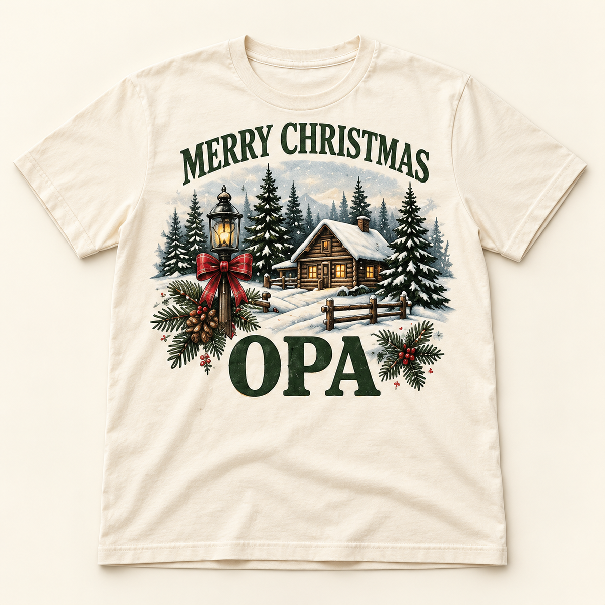 Merry Christmas Opa – Ivory full tee mockup