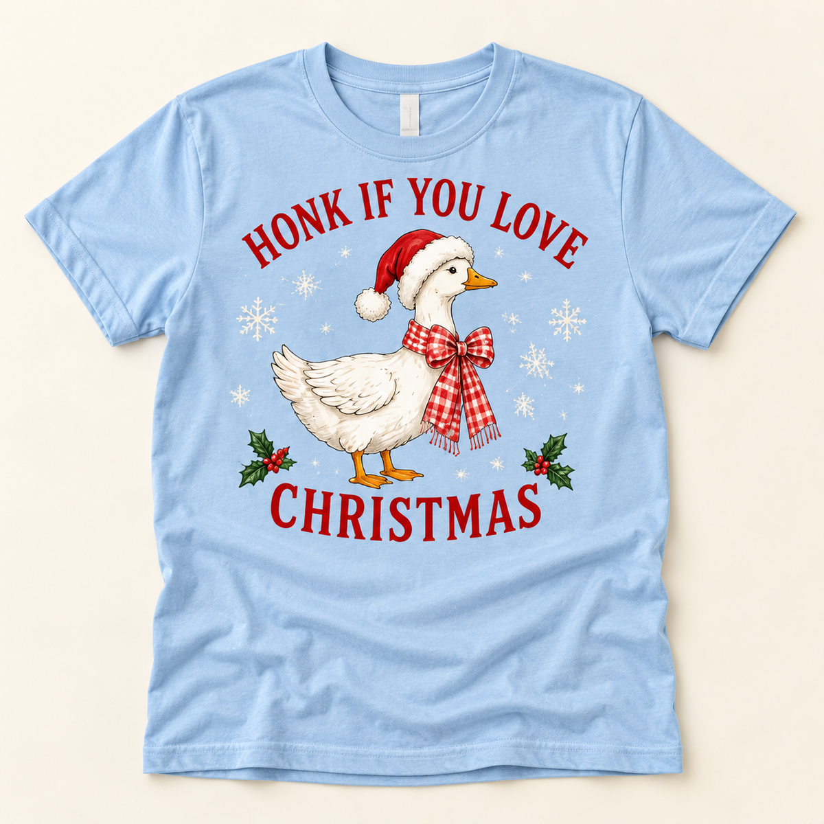 Honk If You Love Christmas – Light Blue full tee mockup