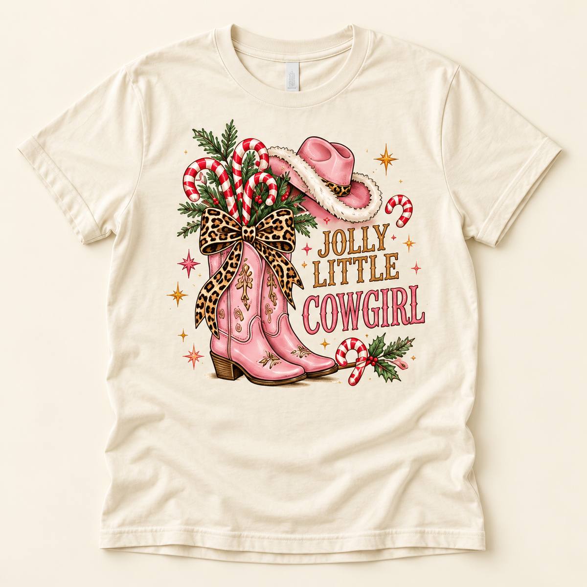 Jolly Little Cowgirl – Ivory full tee mockup