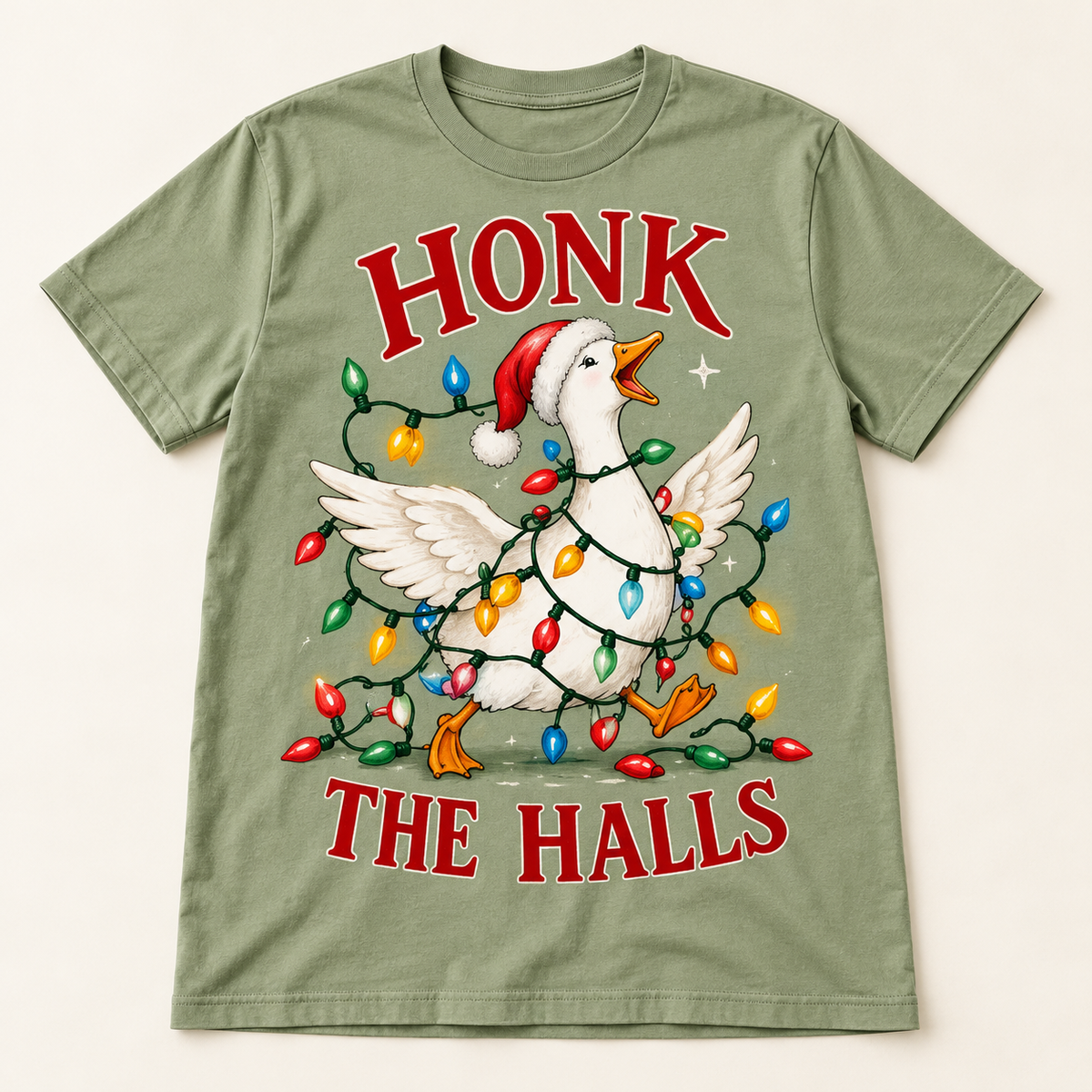 Honk the Halls – Sage full tee mockup