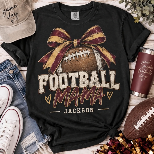 Personalized Football Mama — Vintage Bow