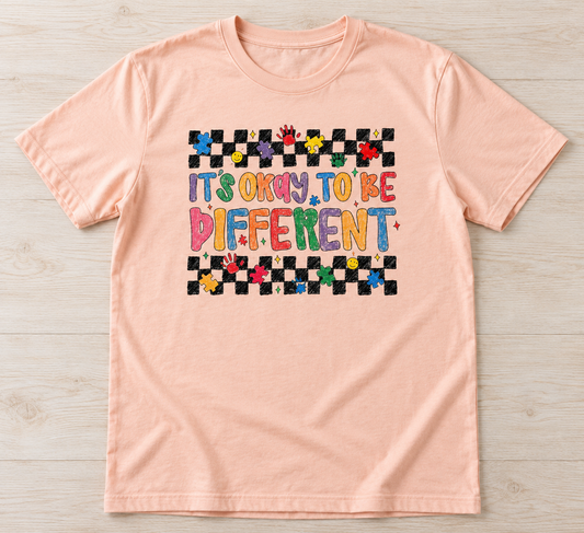 Its Okay to Be Different Autism Tee on Peach