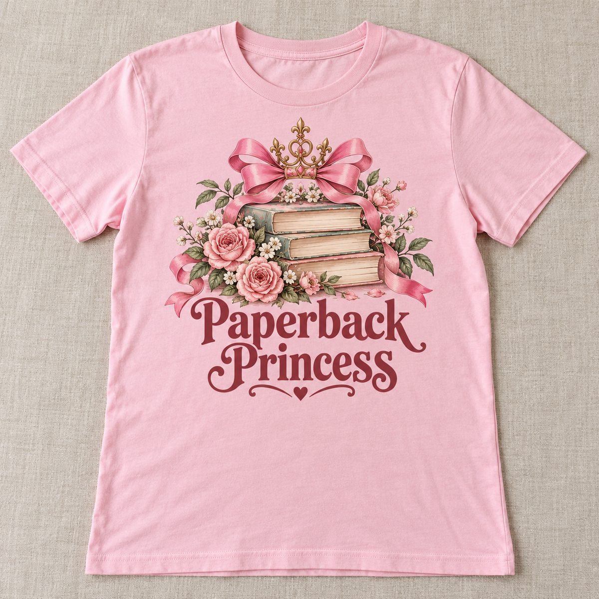Paperback Princess tee shown in Light Pink
